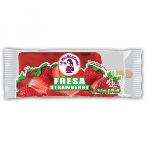 slide 1 of 1, La Michoacana Strawberry Frozen Juice Bar, 4 oz