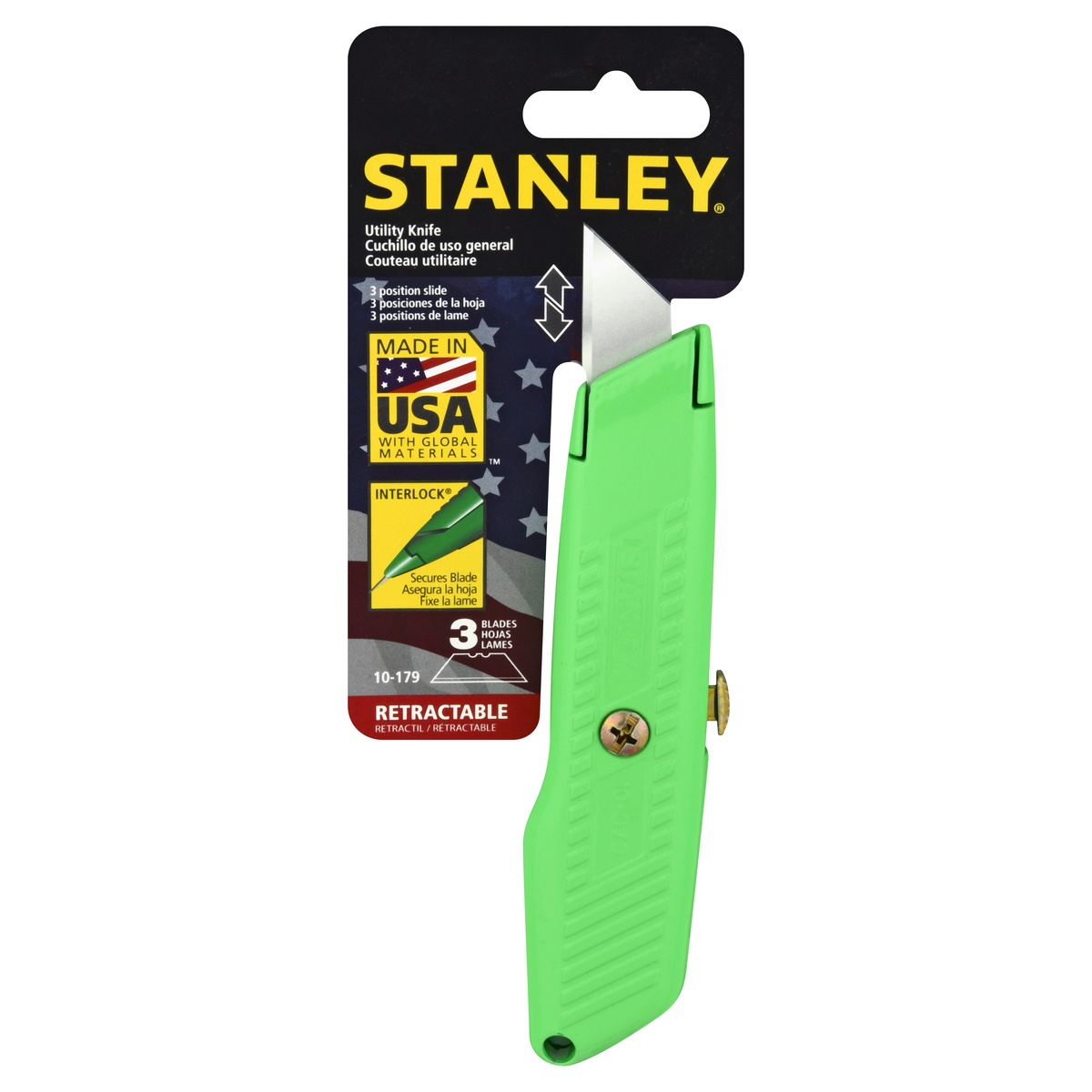 slide 1 of 1, Stanley 5-7/8 inch High Visibility Retractable Utility Knife, 1 ct