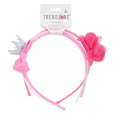 slide 1 of 1, Trend Zone Crown and Flowers Bow Headbands, 3 pcs