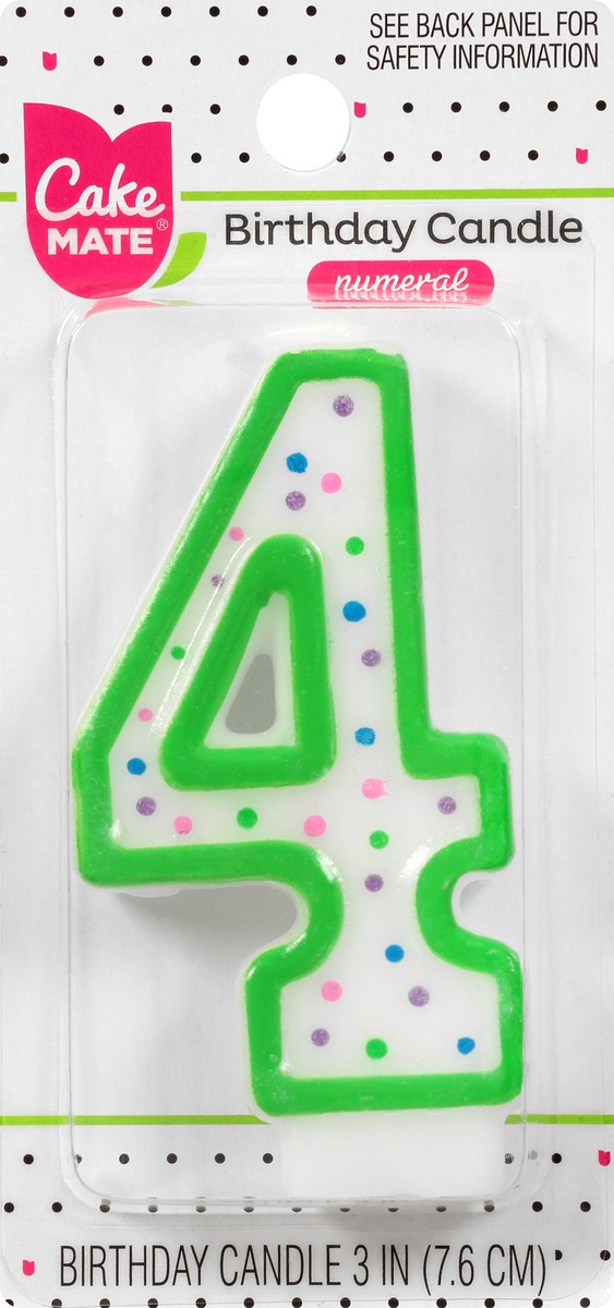 slide 6 of 9, Cake Mate 3 Inch 4 Numeral Birthday Candle 1 ea, 1 ea
