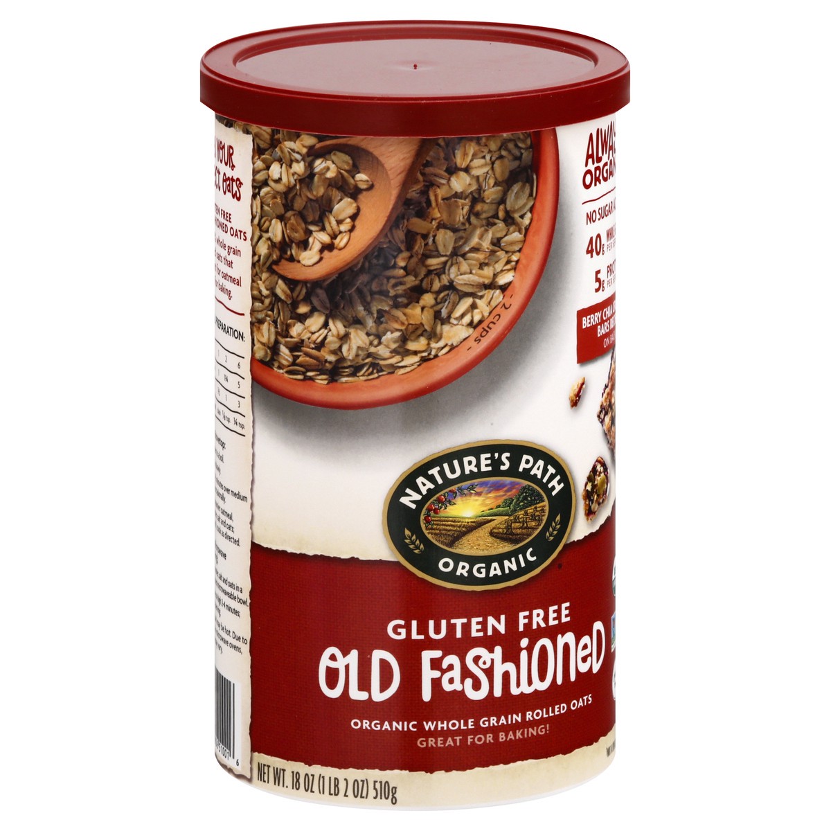 slide 4 of 10, Nature's Path Organic Gluten Free Old Fashioned Oatmeal 18oz Canister, 18 oz