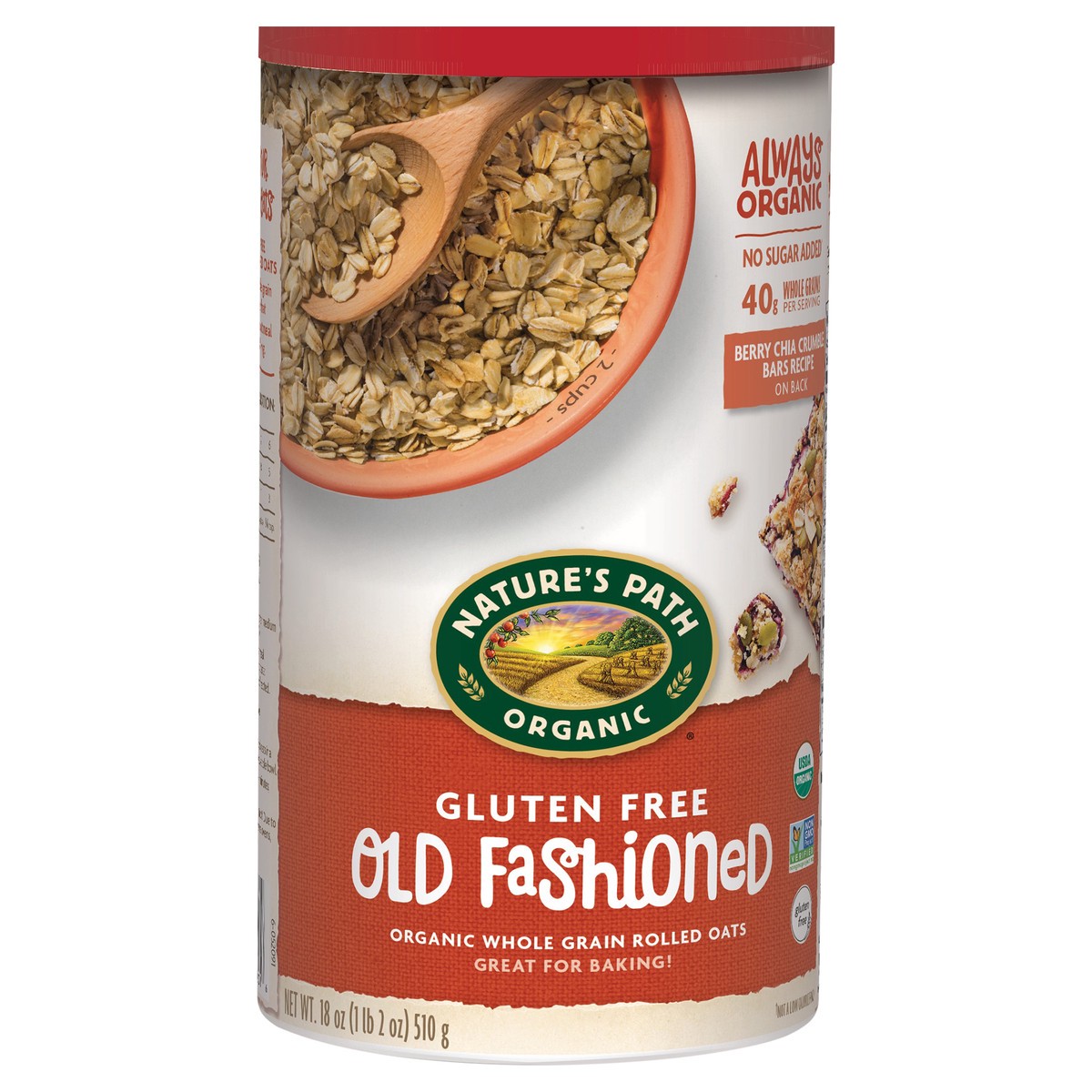 slide 1 of 10, Nature's Path Organic Gluten Free Old Fashioned Oatmeal 18oz Canister, 18 oz