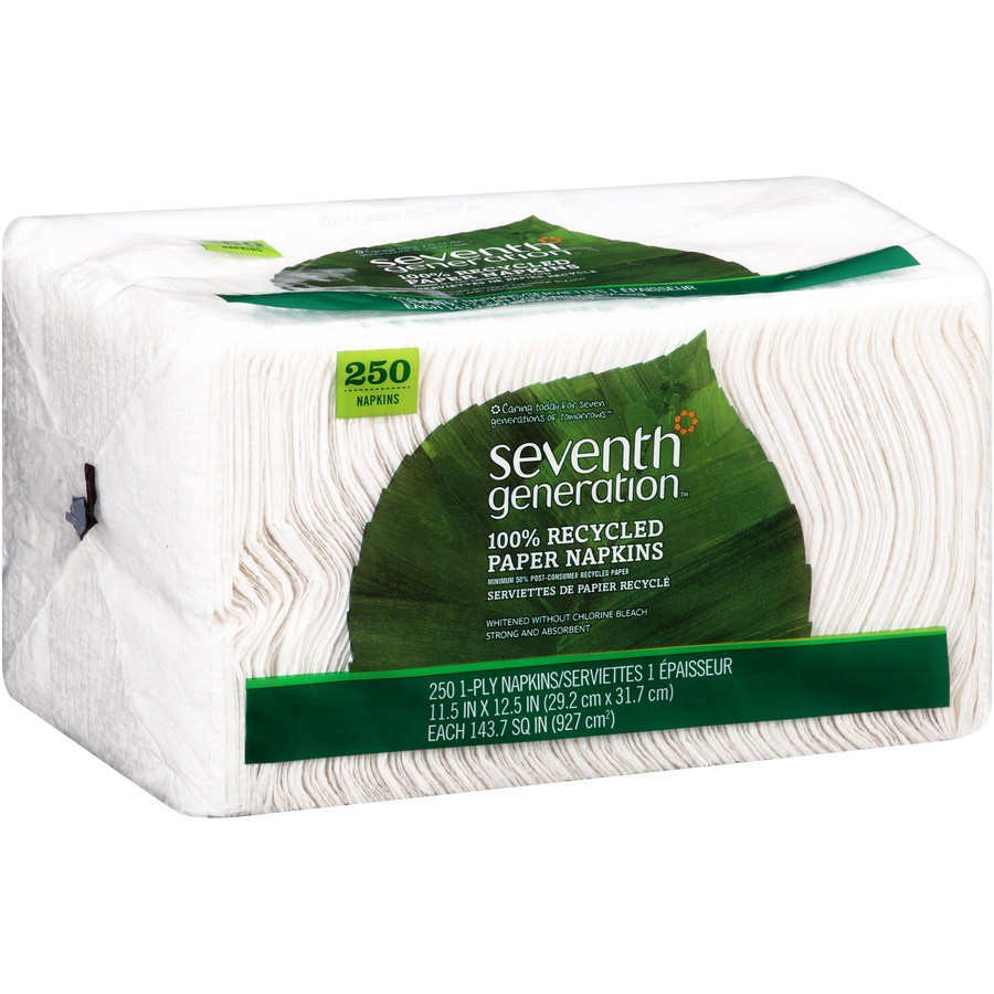 slide 2 of 7, Seventh Generation 100% Recycled 1-ply White Paper Napkins, 250 ct