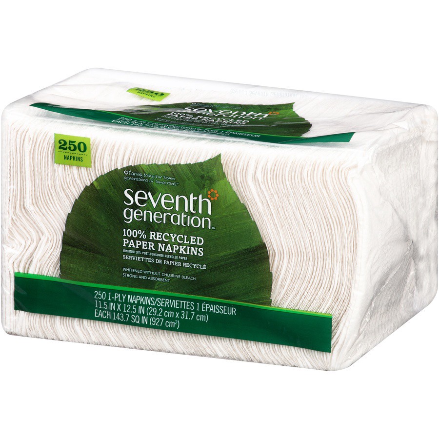 slide 5 of 7, Seventh Generation 100% Recycled 1-ply White Paper Napkins, 250 ct