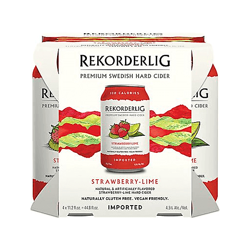 slide 1 of 1, Rekorderlig Strawberry-Lime Hard Cider, 4 ct