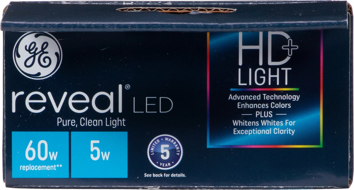 slide 12 of 12, GE Reveal 5 Watts Clear Finish HD+ LED Light Bulbs 2 ea, 2 ct