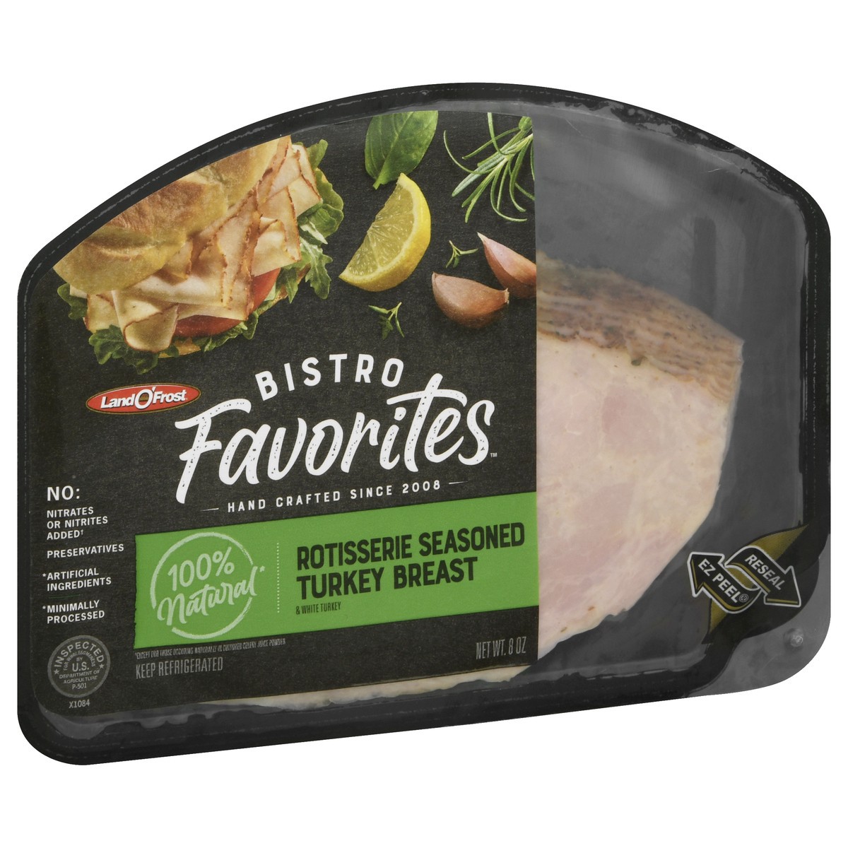 slide 2 of 9, Land O' Frost Bistro Favorites Rotisserie Seasoned Turkey Breast, 8 oz