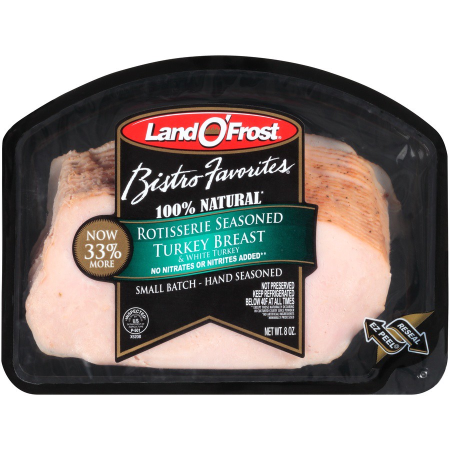 slide 1 of 9, Land O' Frost Land O Frost Bistro Natural Rotisserie Seasoned Turkey Breast, 8 oz