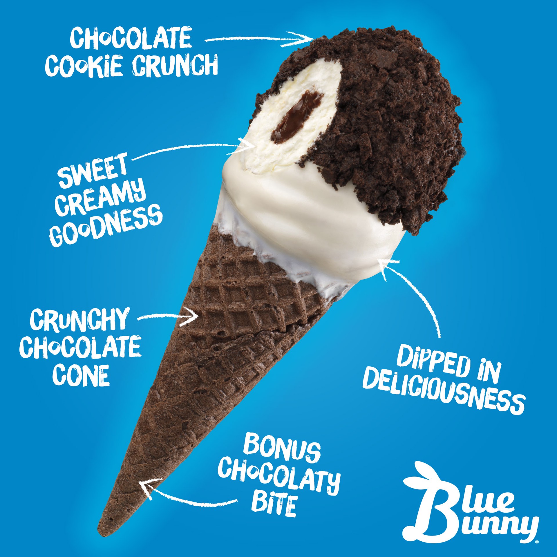 slide 3 of 3, Blue Bunny Mini Swirl Cone Cookies&Cream, 18.40 fl oz