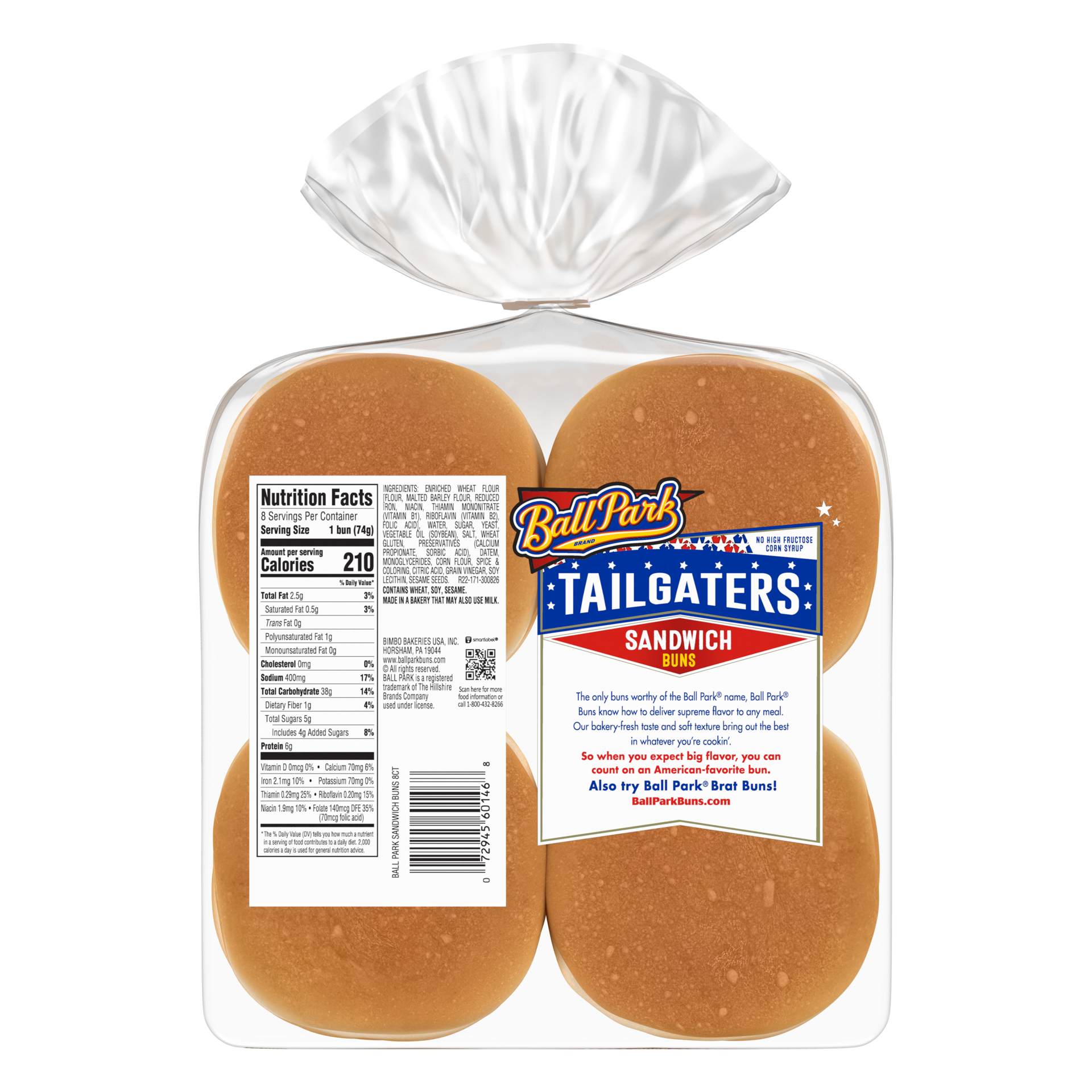 slide 2 of 5, Ball Park Tailgaters Sandwich Buns, 8 count, 21 oz, 8 ct