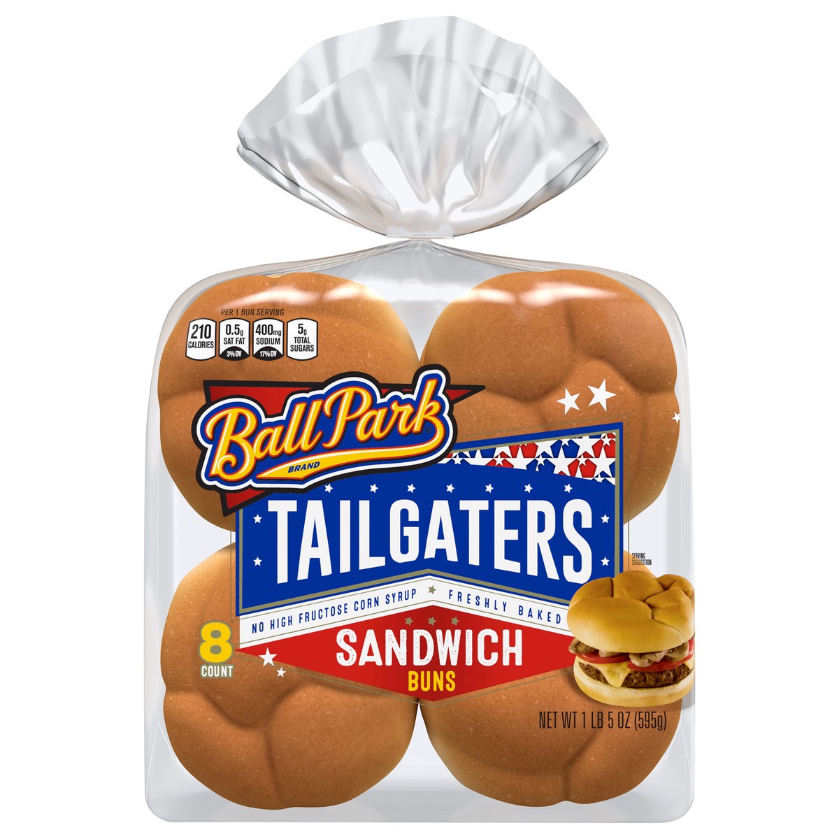 slide 1 of 5, Ball Park Tailgaters Sandwich Buns, 8 count, 21 oz, 8 ct