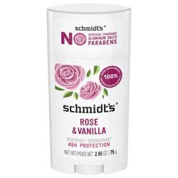 Schmidt's Rose & Vanilla with 24 Hour Odor Protection Aluminum-Free Vegan Deodorant