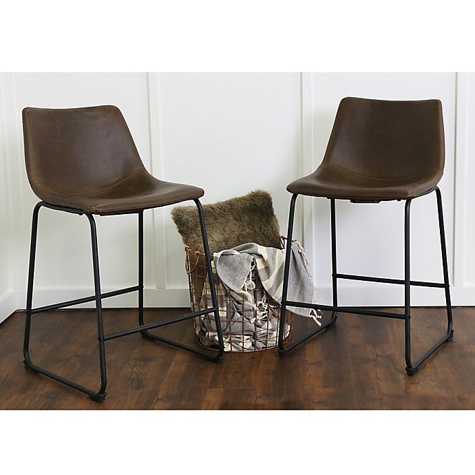 slide 1 of 6, Forest Gate Faux Leather Counter Stool - Brown, 2 ct