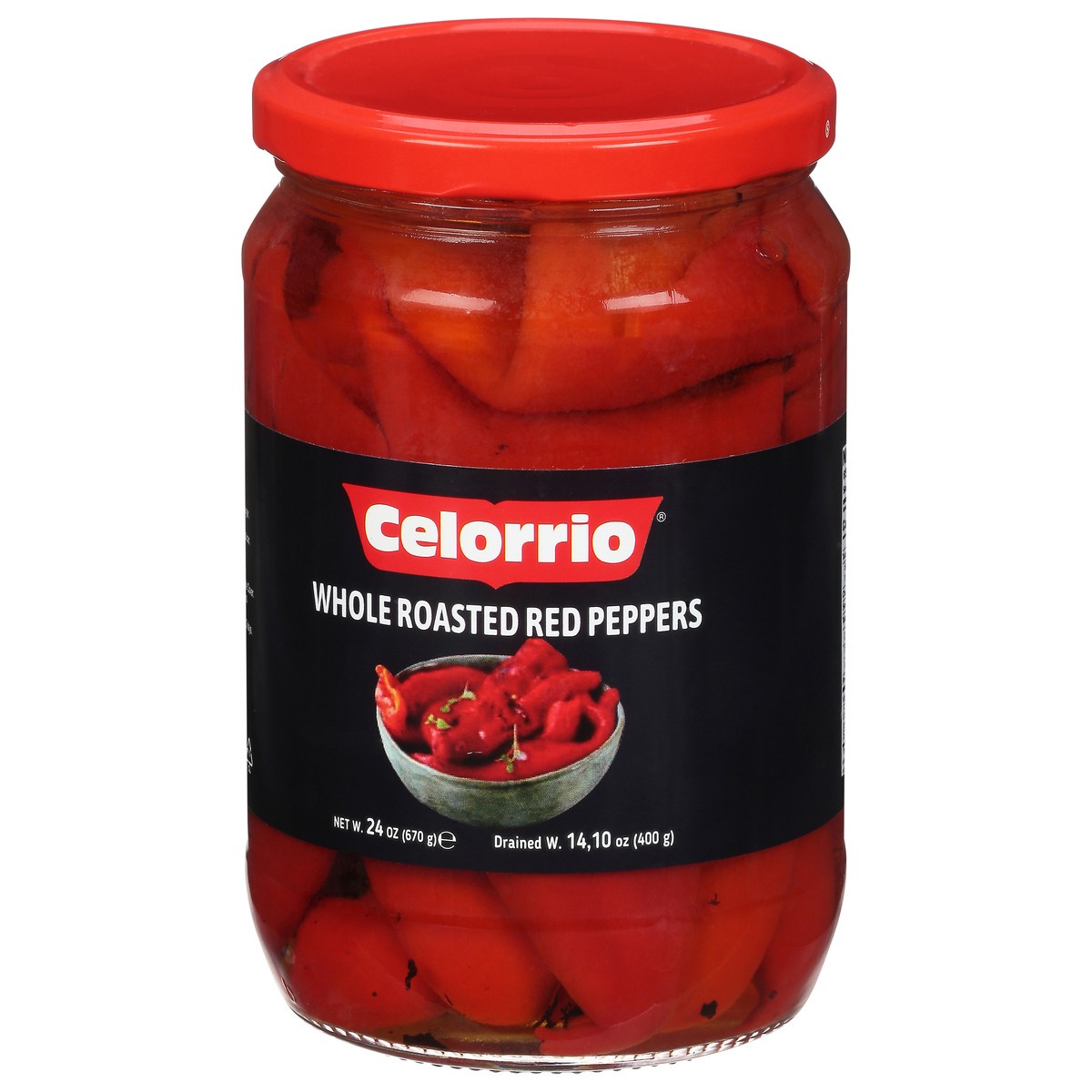 slide 5 of 9, Celorrio Whole Roasted Red Peppers 24 oz, 24 oz