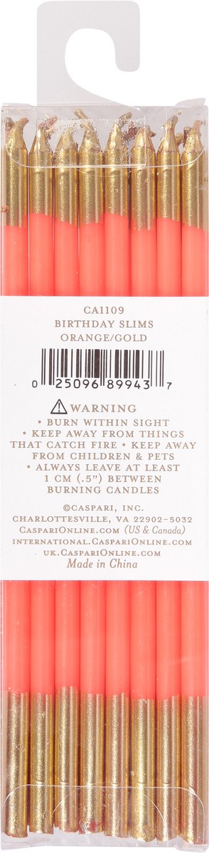 slide 9 of 11, Caspari Slims Orange/Gold Birthday Candles 16 ea, 1 ct