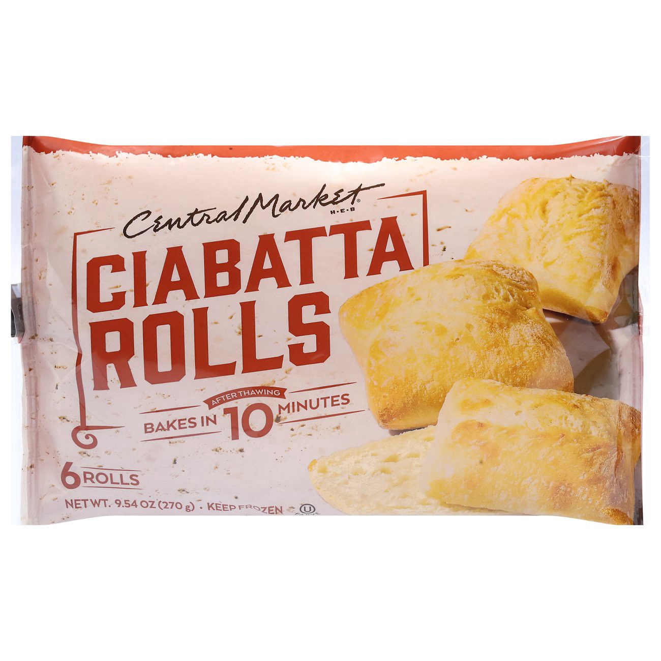 slide 1 of 1, Central Market Frozen Ciabatta Dinner Rolls, 6 ct