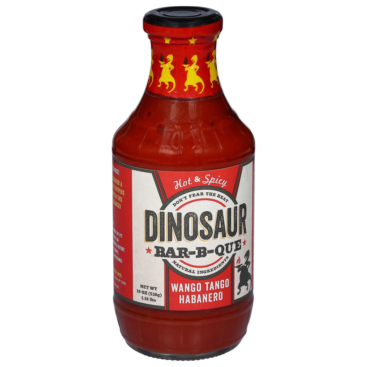 slide 10 of 13, Dinosaur Bar-B-Que Hot & Spicy Wango Tango Habanero Sauce 19 oz, 19 oz