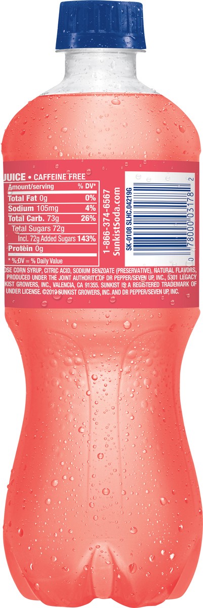 slide 4 of 7, Sunkist Strawberry Lemonade Soda, 20 fl oz bottle, 20 oz