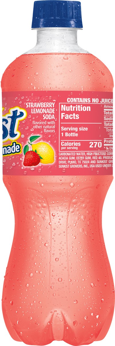 slide 6 of 7, Sunkist Strawberry Lemonade Soda, 20 fl oz bottle, 20 oz