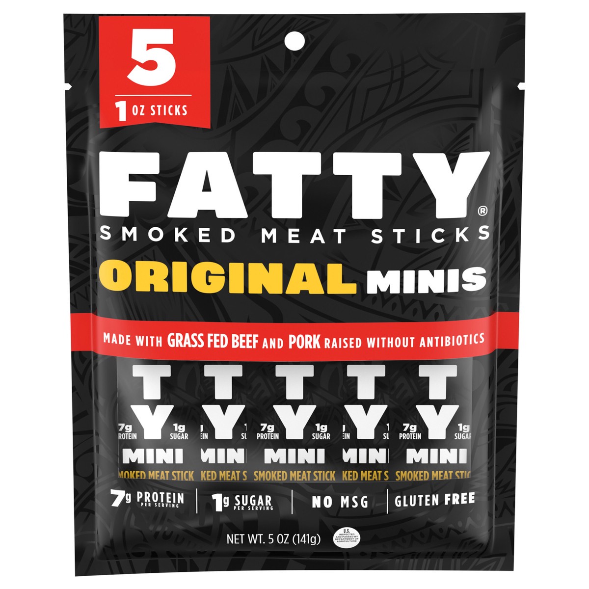 slide 1 of 14, Fatty Original Mini Smoked Meat Sticks - 5 Pack, 5 ct