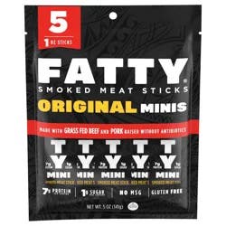Fatty Original Mini Smoked Meat Sticks - 5 Pack