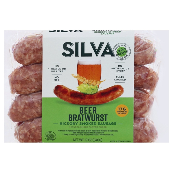 slide 1 of 1, Silva Sausage Beer Bratwurst Abf, 12 oz