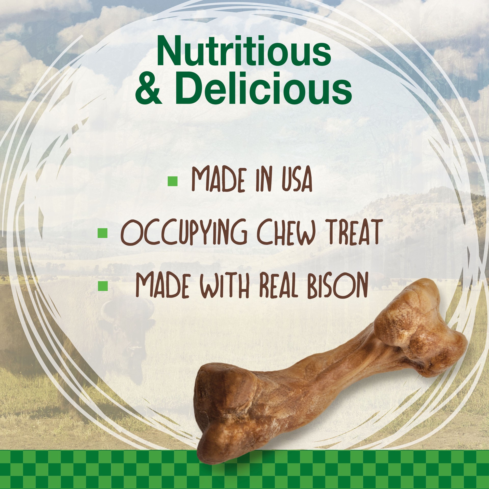 slide 6 of 10, Nylabone Healthy Edibles WILD Natural Long Lasting Bison Dog Chew Treats Medium/Wolf - Up to 35 lbs.(2 Count), medium; 3.3 oz