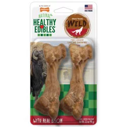 Nylabone Healthy Edibles Wild Natural Long Lasting Bison Dog Chew Treats Medium/Wolf - Up to 35 lbs. (2 Count)