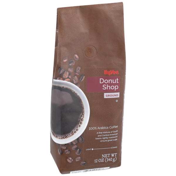 slide 1 of 1, Hy-vee Light Roast Donut Shop 100% Arabica Ground Coffee - 12 oz, 12 oz