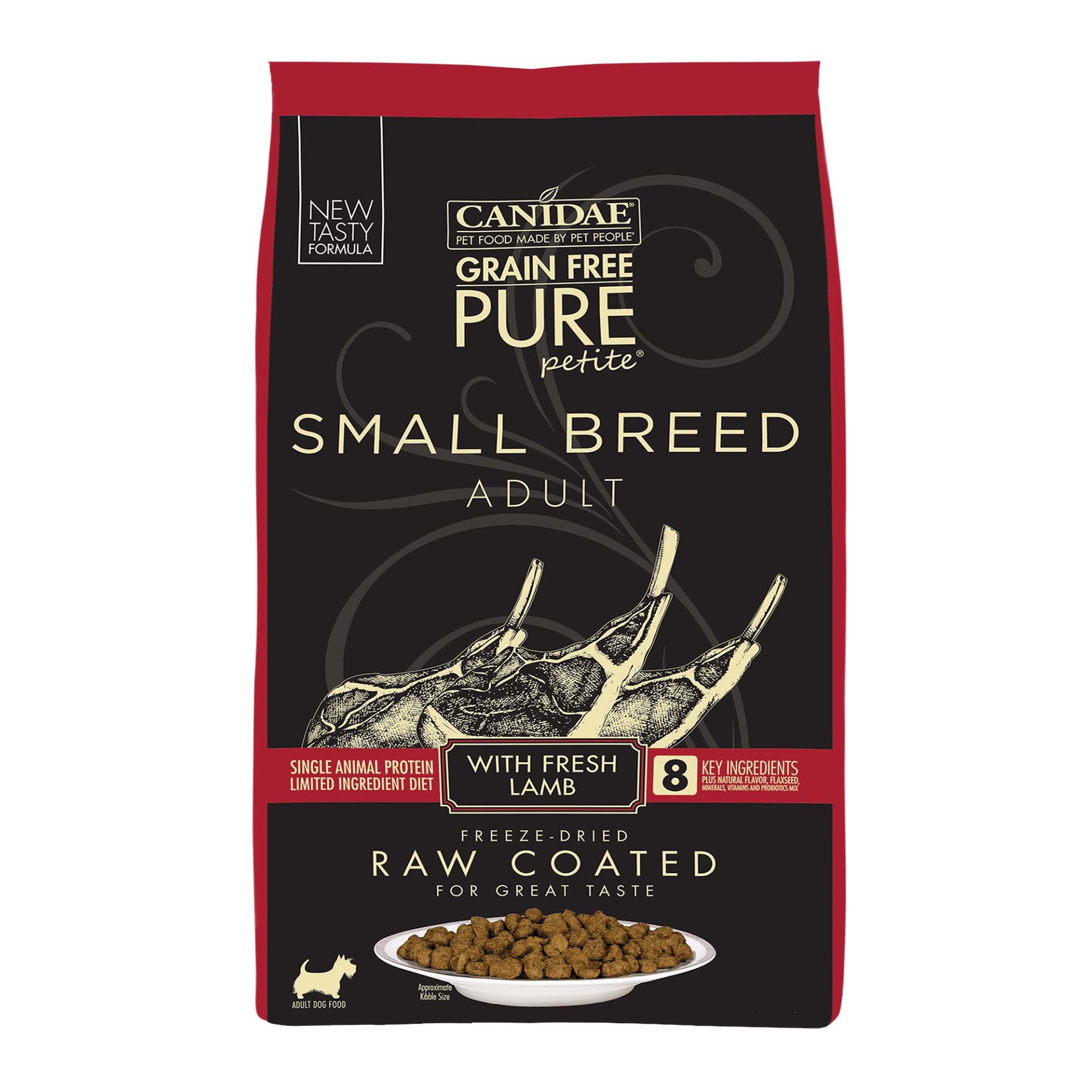 slide 1 of 1, CANIDAE Grain Free PURE Petite Small Breed Dry Dog Food Raw Coated Formula with Lamb, 4 lb