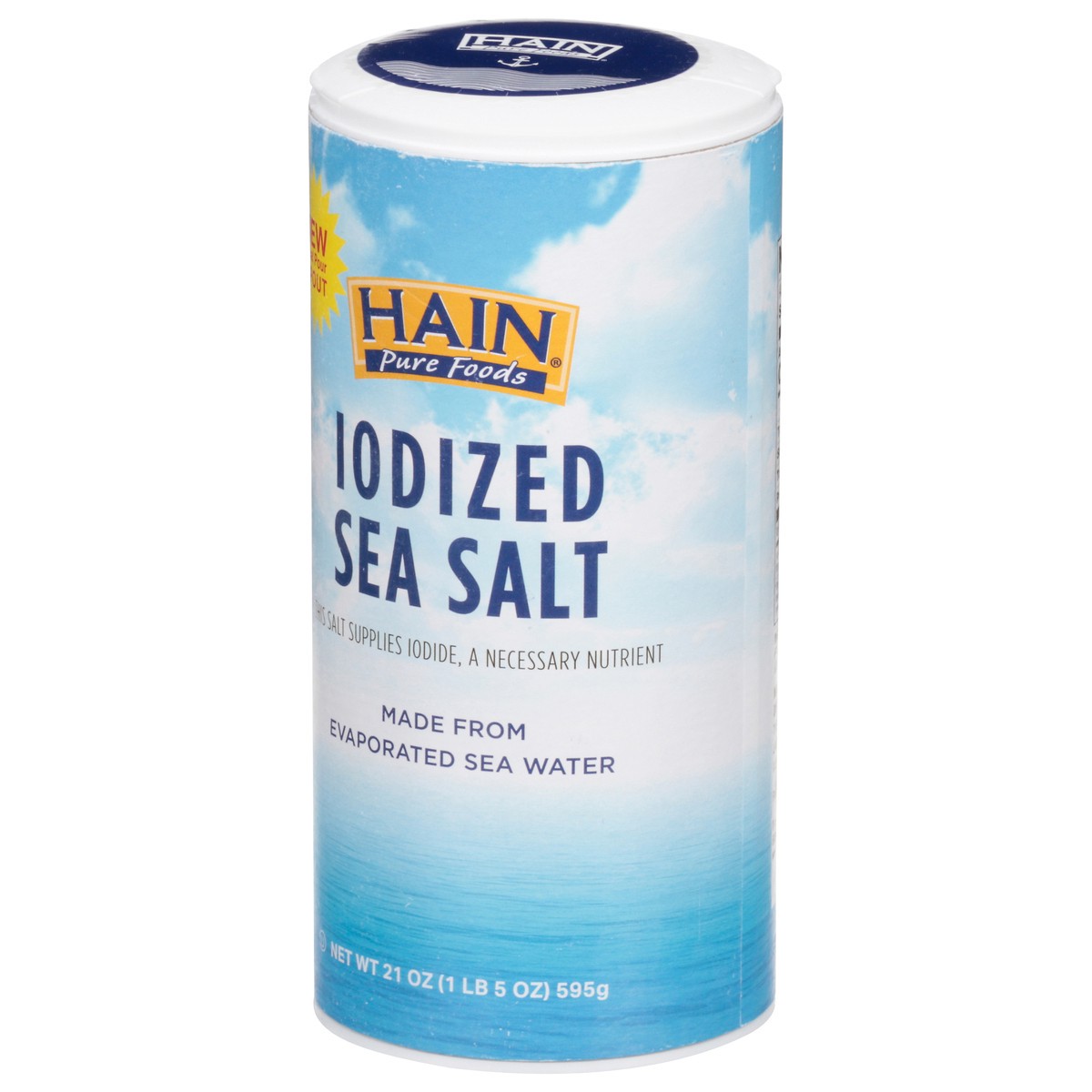 slide 5 of 9, Hain Pure Foods Sea Salt Iodized, 21 oz