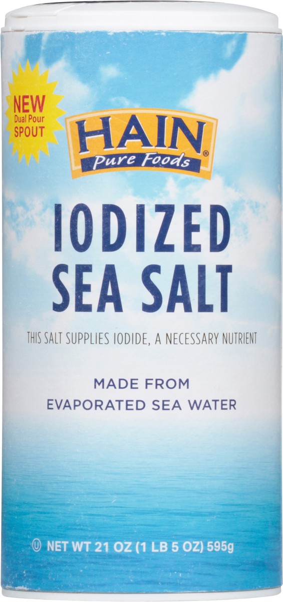 slide 3 of 9, Hain Pure Foods Sea Salt Iodized, 21 oz