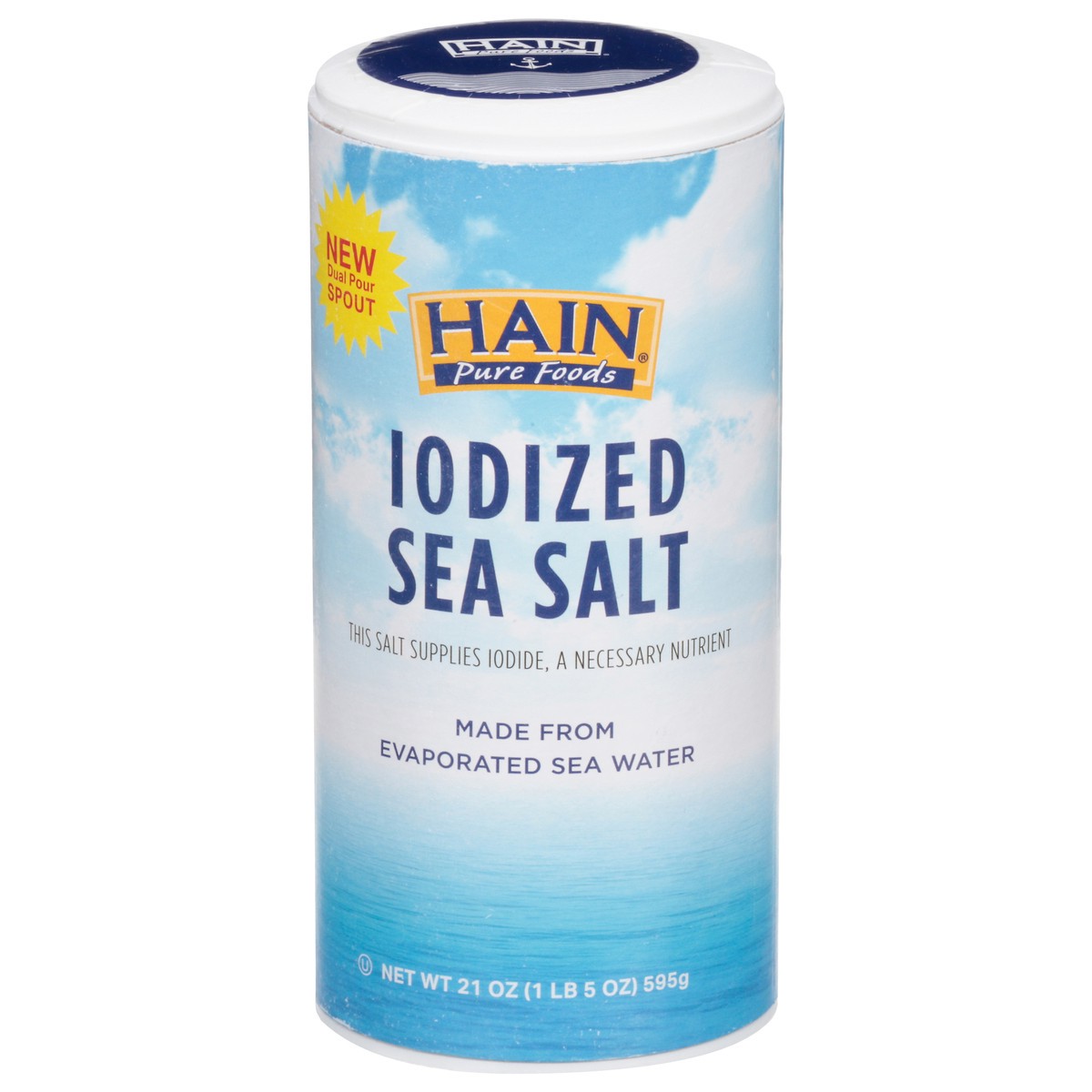 slide 1 of 9, Hain Pure Foods Sea Salt Iodized, 21 oz