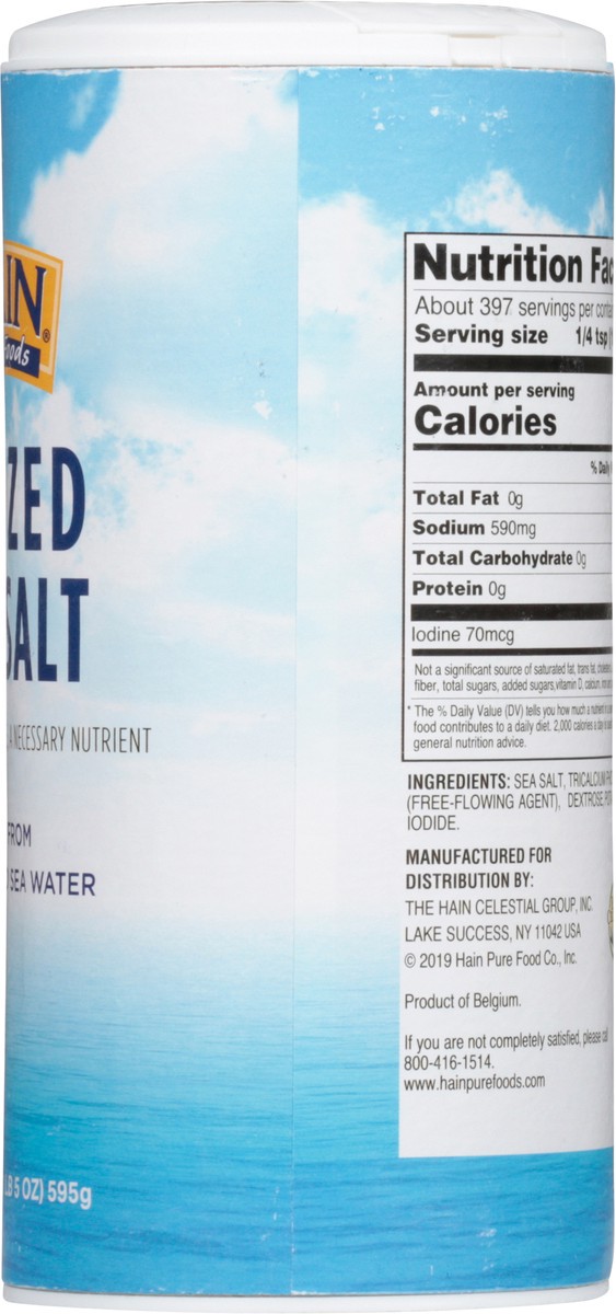 slide 9 of 9, Hain Pure Foods Sea Salt Iodized, 21 oz