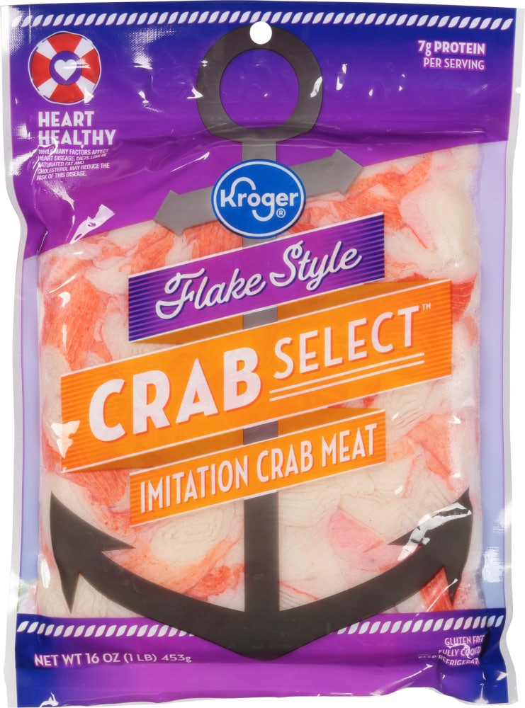 slide 2 of 2, Kroger Flake Style Crab Select Imitation Crab Meat, 16 oz