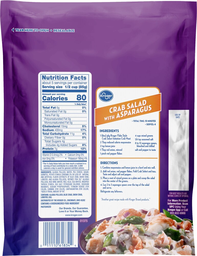 slide 3 of 3, Kroger Flake Style Crab Select Imitation Crab Meat, 16 oz