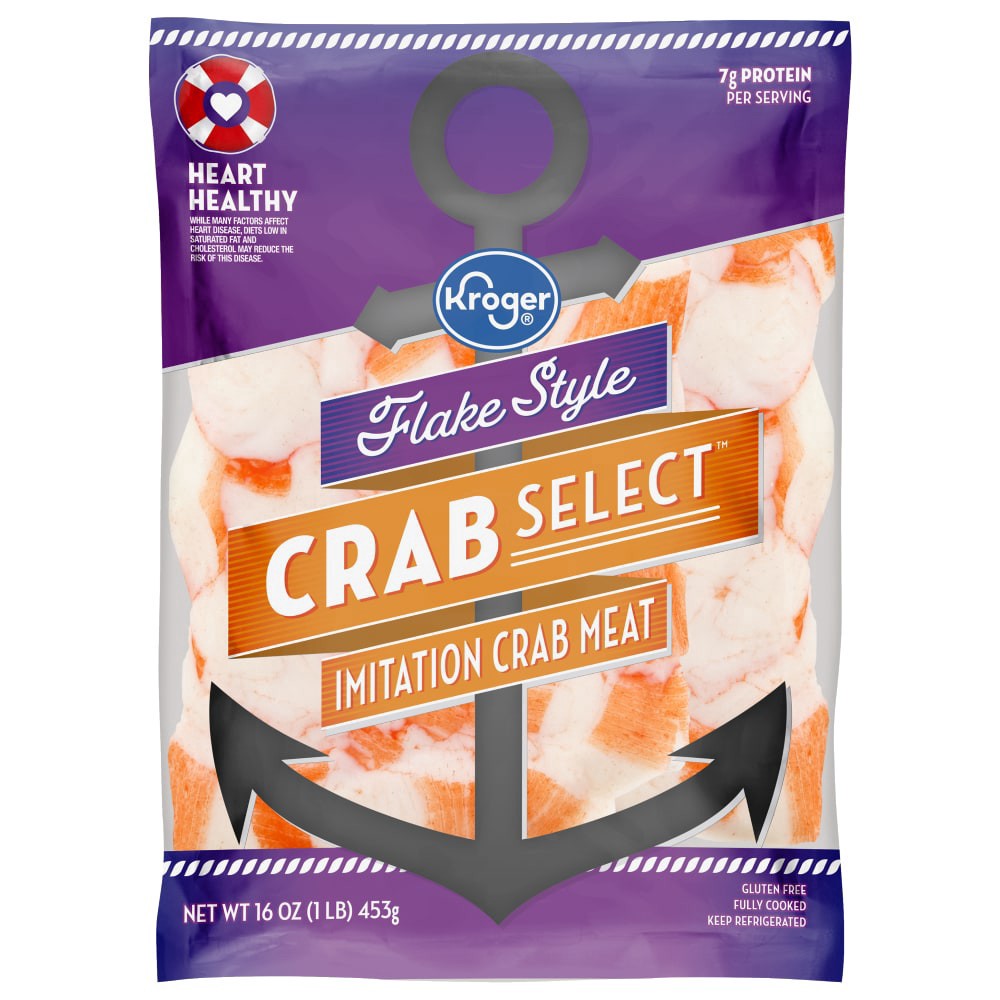 slide 1 of 3, Kroger Flake Style Crab Select Imitation Crab Meat, 16 oz