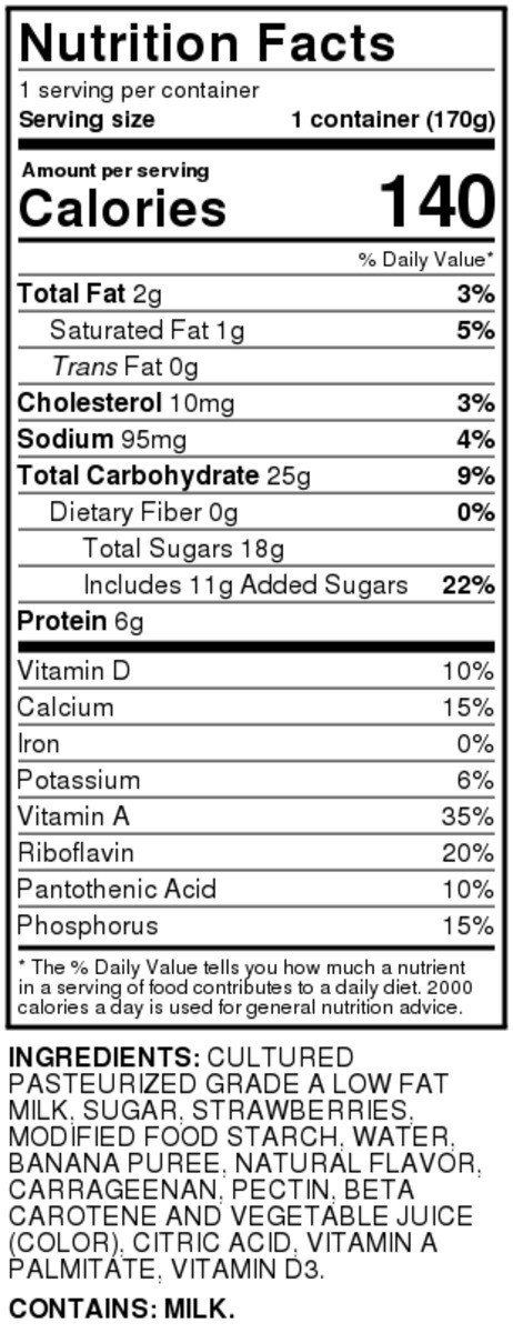 slide 4 of 9, Food Club Strawberry Banana Blended Lowfat Yogurt, 6 oz