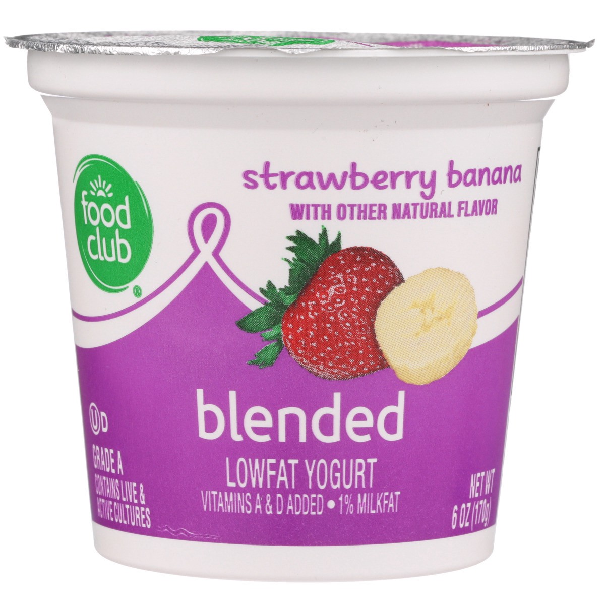 slide 8 of 9, Food Club Strawberry Banana Blended Lowfat Yogurt, 6 oz