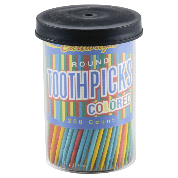 slide 1 of 4, Cartwright Colored Round Toothpick, 250 ct