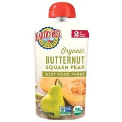 Earth's Best Organic Butternut Squash Pear Baby Food Puree 6+m