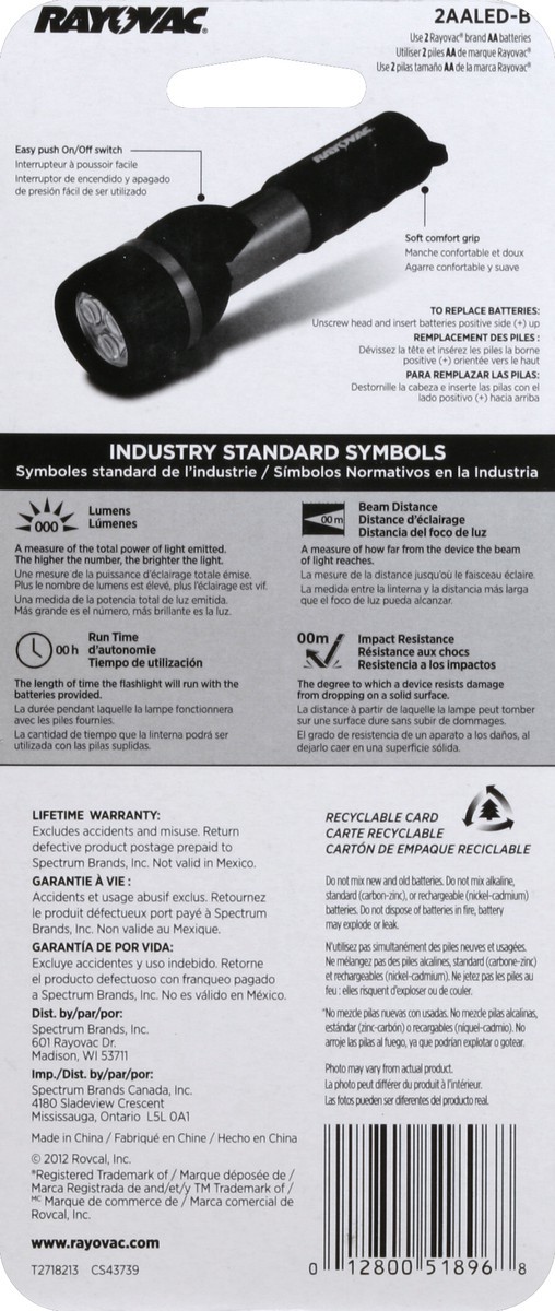 slide 3 of 3, Rayovac 2AA LED Rubber & Aluminum Flashlight, 1 ct