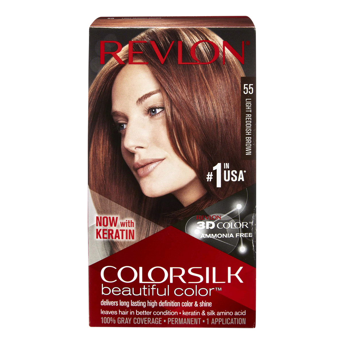 slide 1 of 1, Revlon Colorsilk Beautiful Color 55 Light Reddish Brown, 1 ct