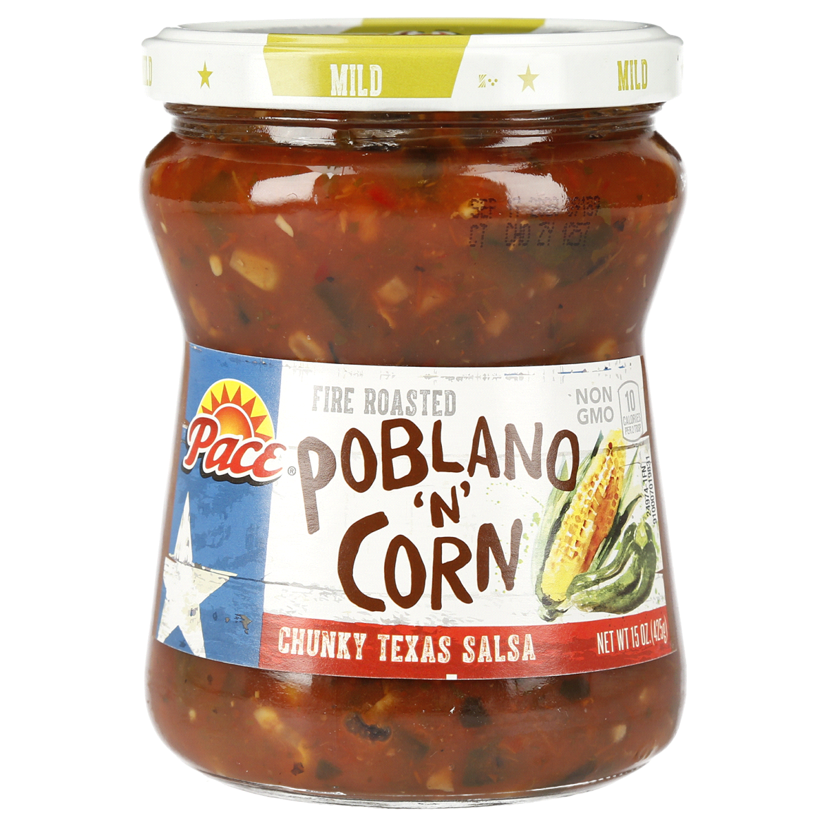 slide 1 of 1, Pace Fire Roasted Poblano 'N' Corn Chunky Texas Salsa, 15 oz