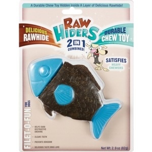 slide 1 of 1, Raw Hiders 2 In 1 Rawhide Filet-O-Fun Chew Toy For Dogs, 1 ct