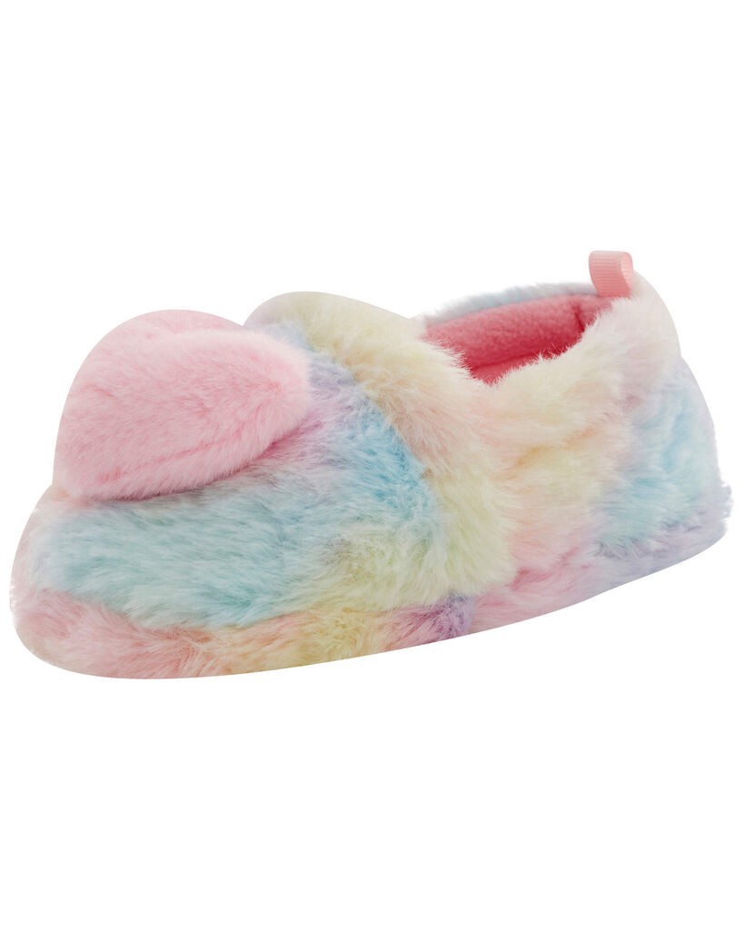slide 3 of 6, Carter's Rainbow Heart Faux Fur Loafer Slippers Multi S, 1 ct