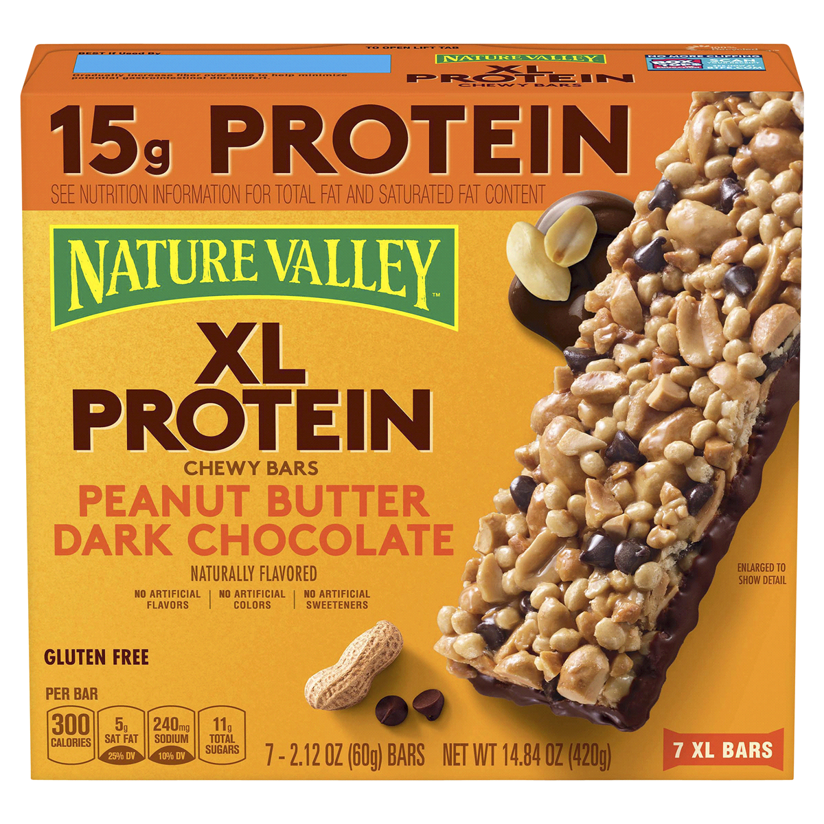 slide 1 of 4, Nature Valley Peanut Butter Dark Chocolate XL Protein Bars, 14.84 oz