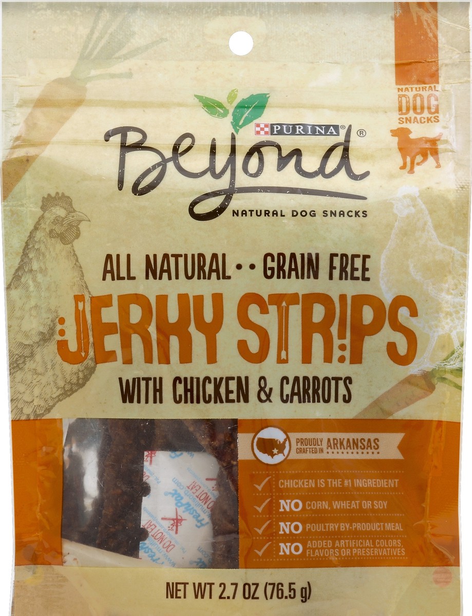 slide 2 of 2, Beyond Jerky Strips with Chicken & Carrots Natural Dog Snacks, 2.7 oz