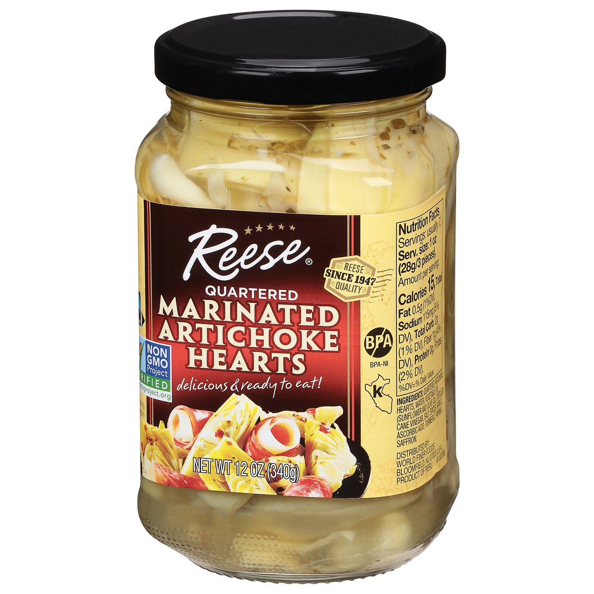 slide 9 of 9, Reese Quartered Marinated Artichoke Hearts 12 oz, 12 oz