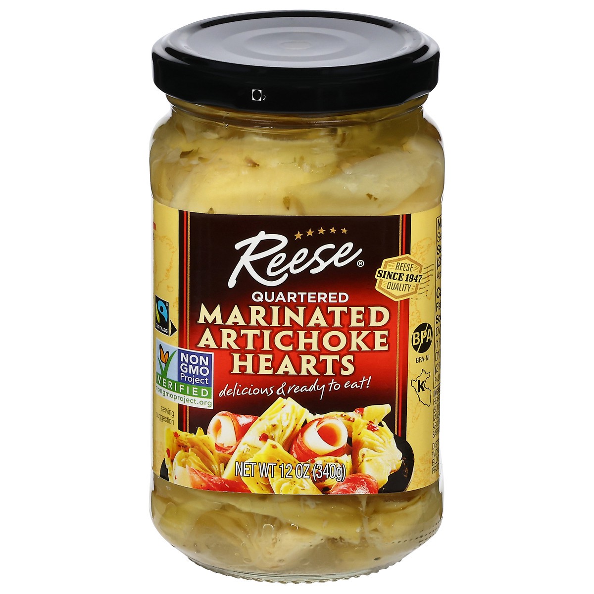 slide 1 of 9, Reese Quartered Marinated Artichoke Hearts 12 oz, 12 oz